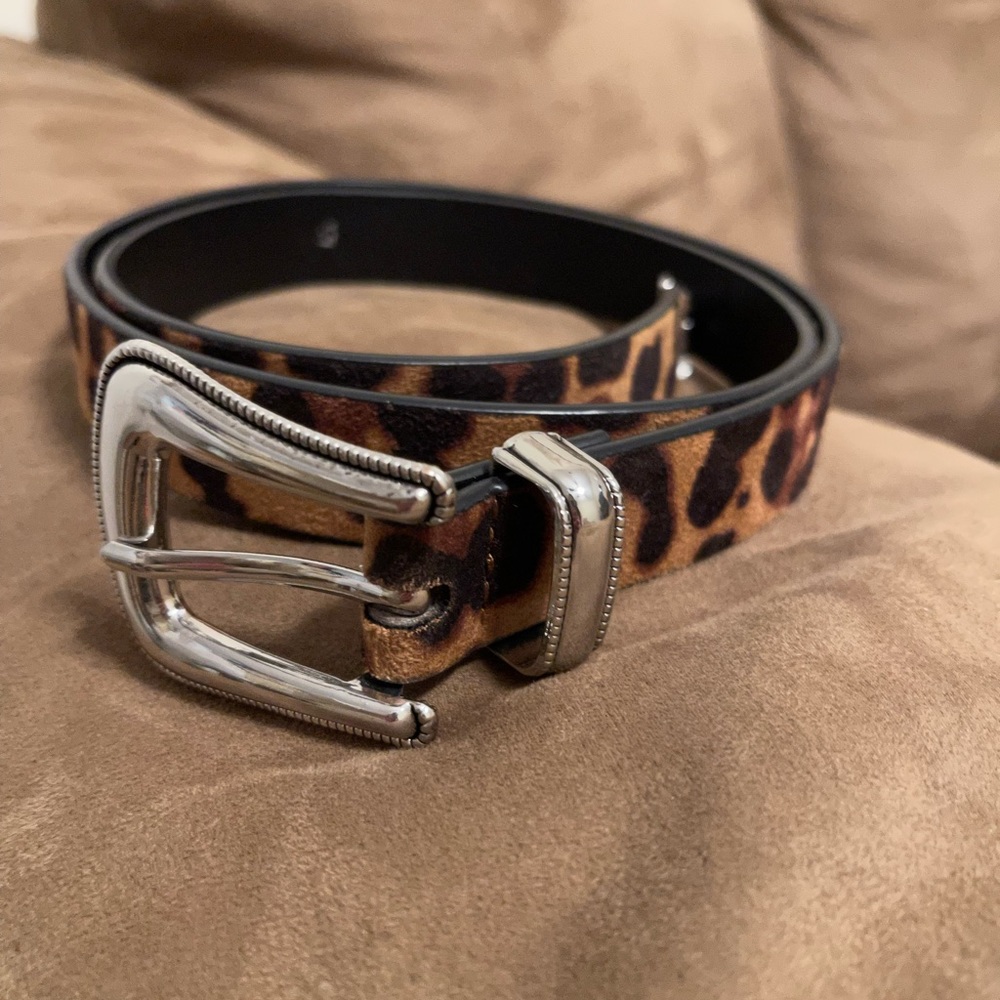 Leopard Belt with Silver Hardware